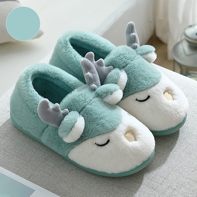 Christmas Elk Plush Slippers - Winter Holiday Shoes - Festive Collection