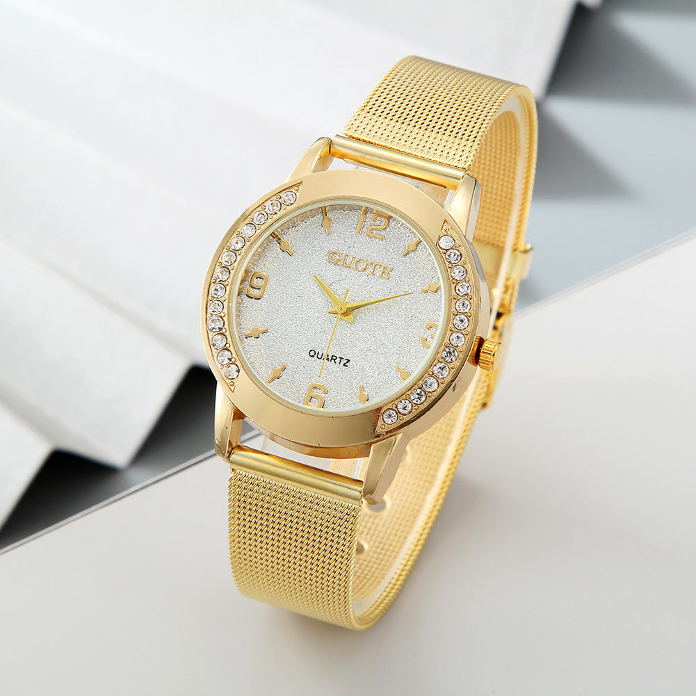 Women's Fashion Diamond Case Quartz Watch - Stylish Functional Elegant Luxurious Accurate Durable Must-Have Stunning