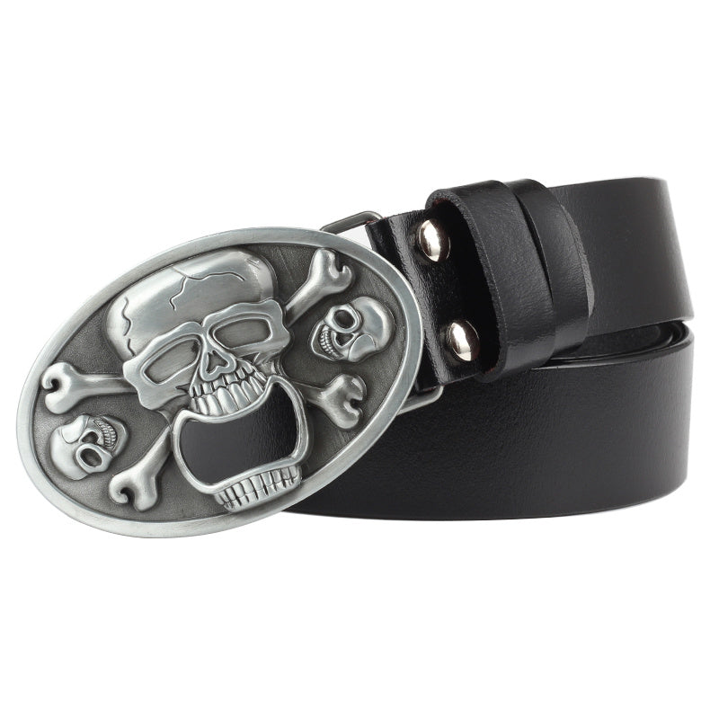 Ceinture décorative décontractée avec tête de mort pour hommes