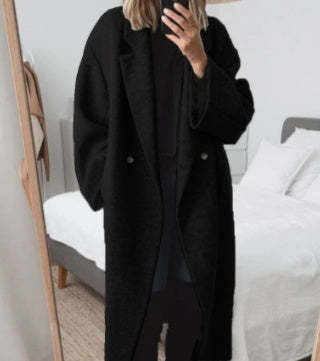 Dam flerfärgad ulltrenchcoat i flera storlekar