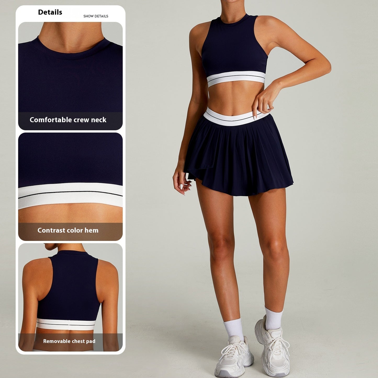 Women's Tennis Set - Quick-Dry Pleated Athletic Skirt
