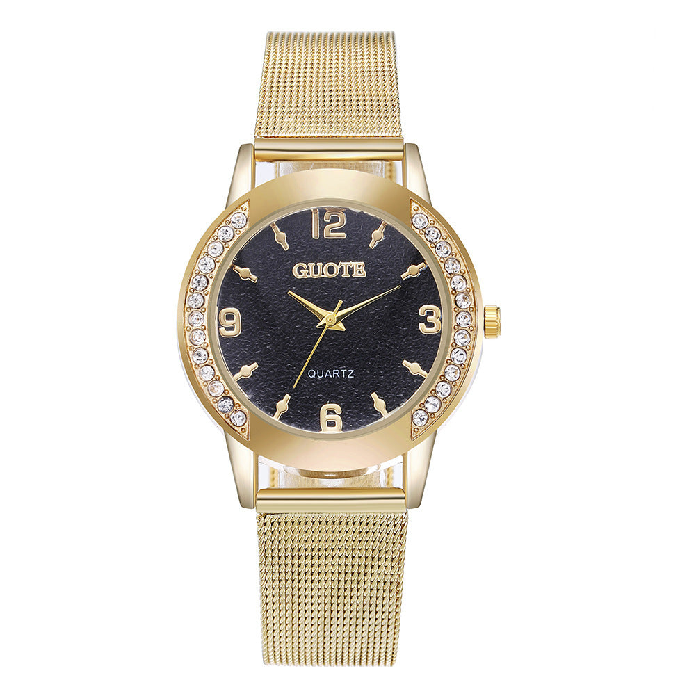 Women's Fashion Diamond Case Quartz Watch - Stylish Functional Elegant Luxurious Accurate Durable Must-Have Stunning