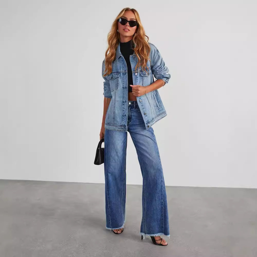 Fashion High Waist Jeans With Pockets - Comfortable Slim Fit
