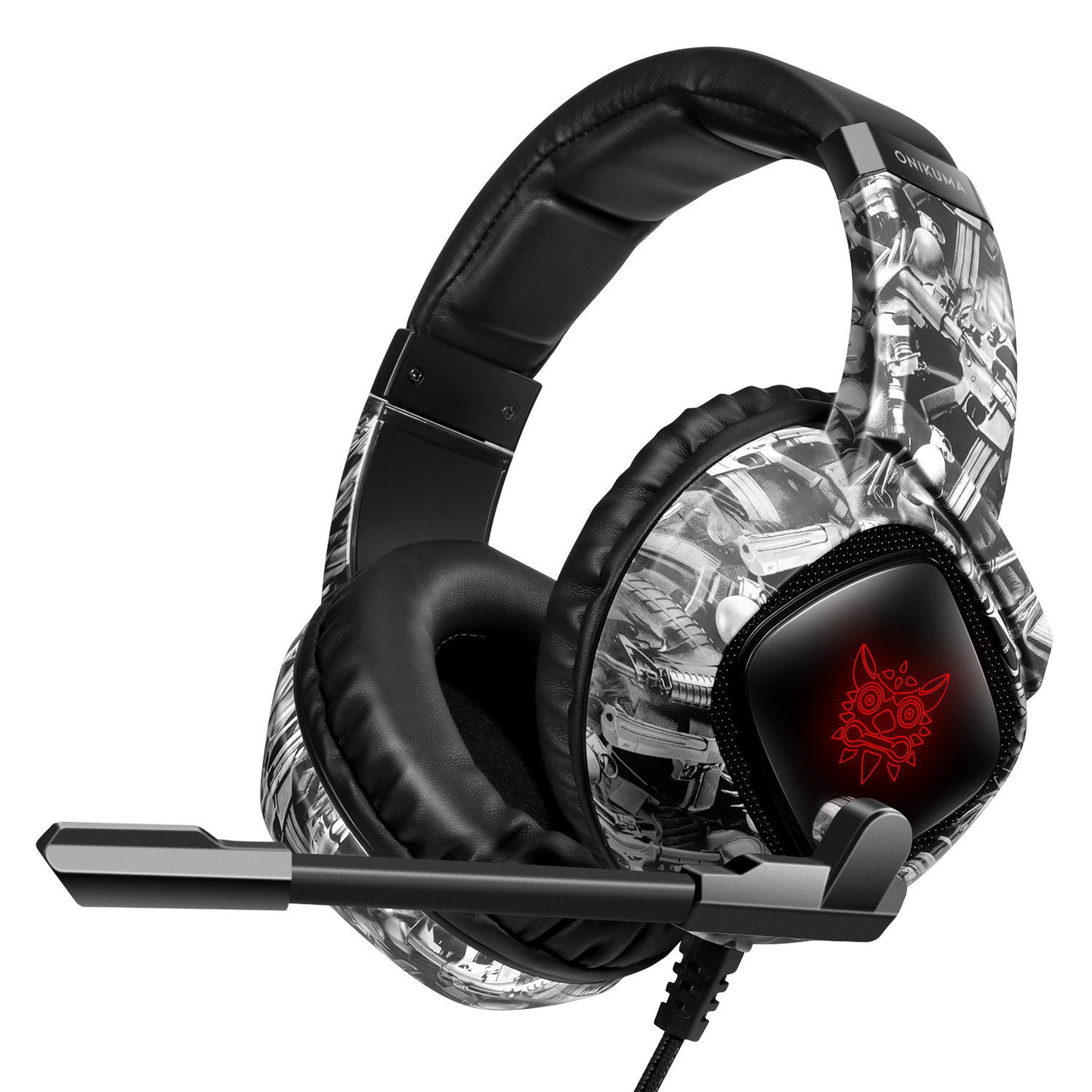 Casque d'écoute filaire avec caisson de basses et lumière RVB