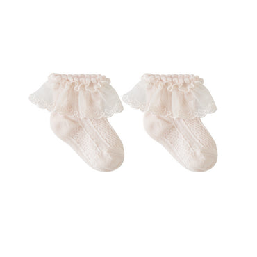 Chaussettes en maille pour enfants en coton cardé Chaussettes pour bébé en dentelle