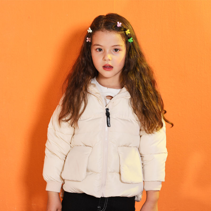 Veste chaude à capuche courte et épaisse pour enfants d'automne et d'hiver