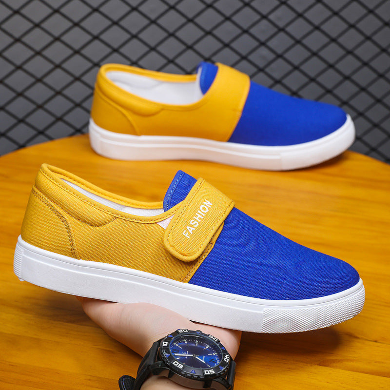 Chaussures plates en toile Baskets décontractées Velcro pour hommes