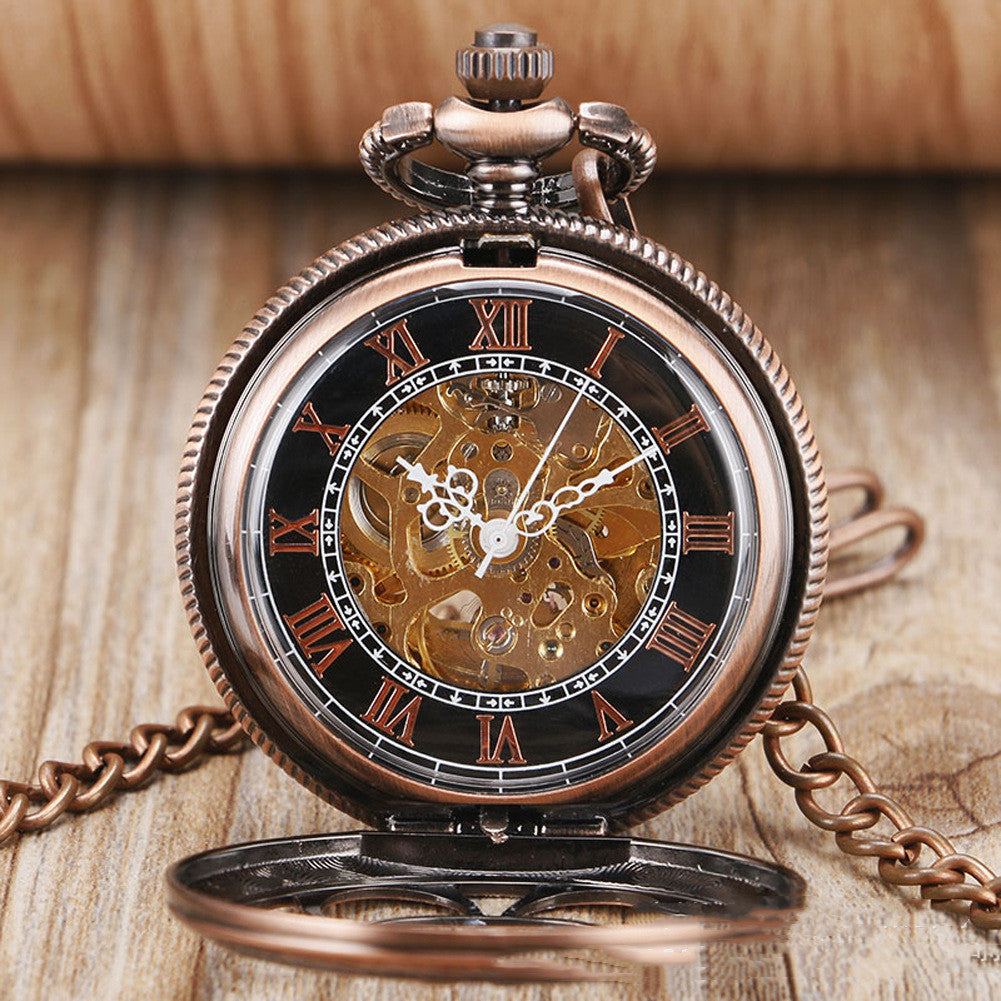 Skeleton Sun Flower Automatic Mechanical Pocket Watch - Elegant Intricate Sophisticated Timeless Durable Exquisite