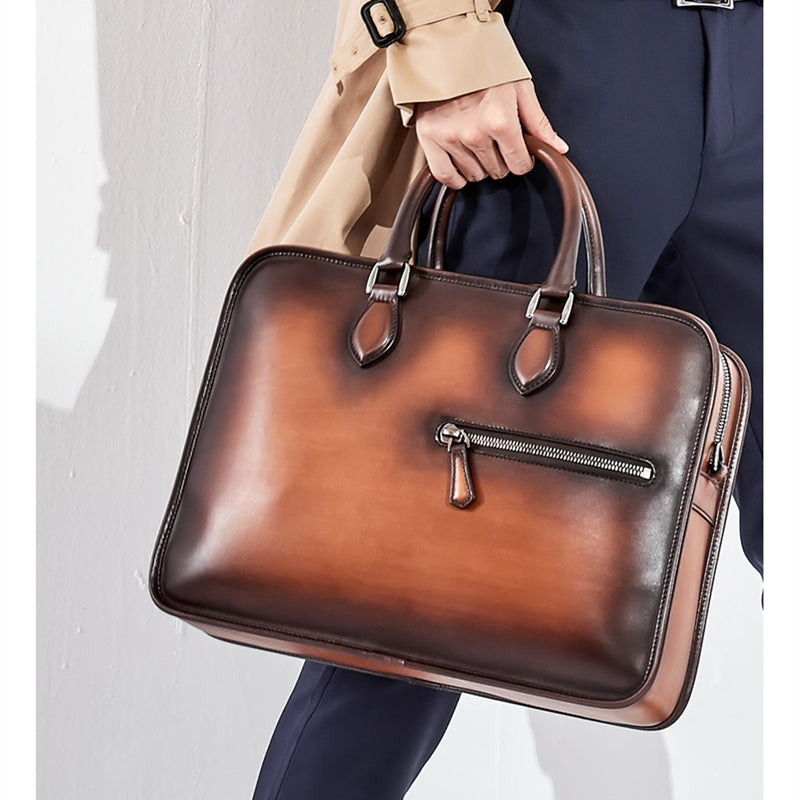 Handgnuggad vintage affärsväska