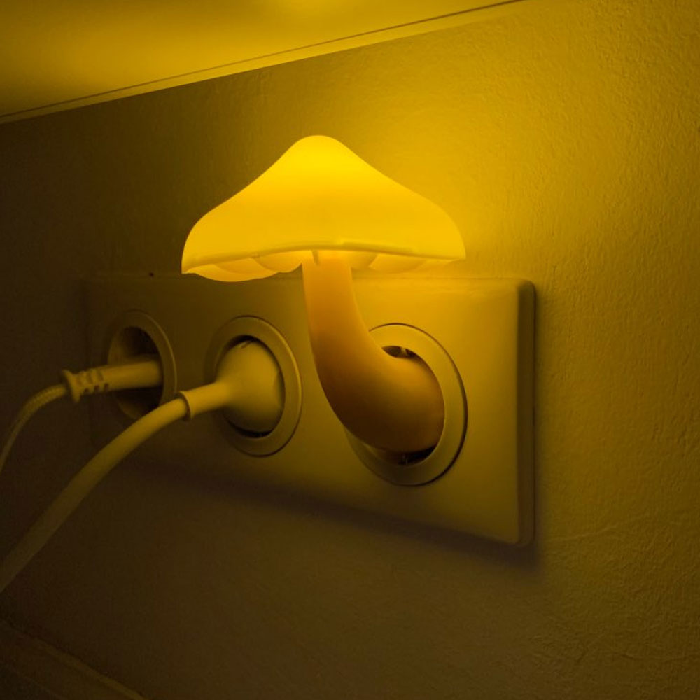 Lampe LED à prise murale en forme de champignon, prise ue US, blanc chaud, capteur de contrôle de la lumière, lumière de chambre à coucher, décoration de la maison
