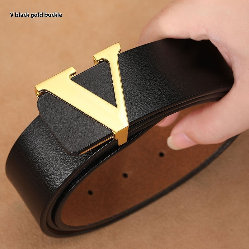 Men's Retro Smooth Genuine Leather Letter V Belt - Vintage Distinction
