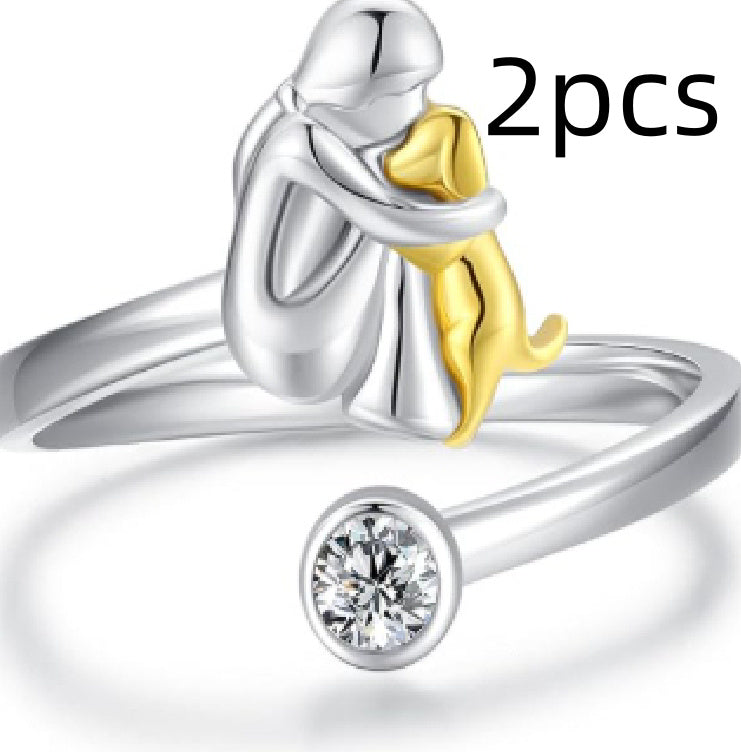 Girl And Dog Pet Ring Ring