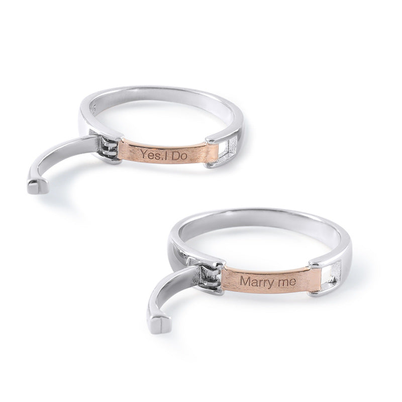 Silver Par Ringar Män och Kvinnor Par Flip Öppna och Stäng