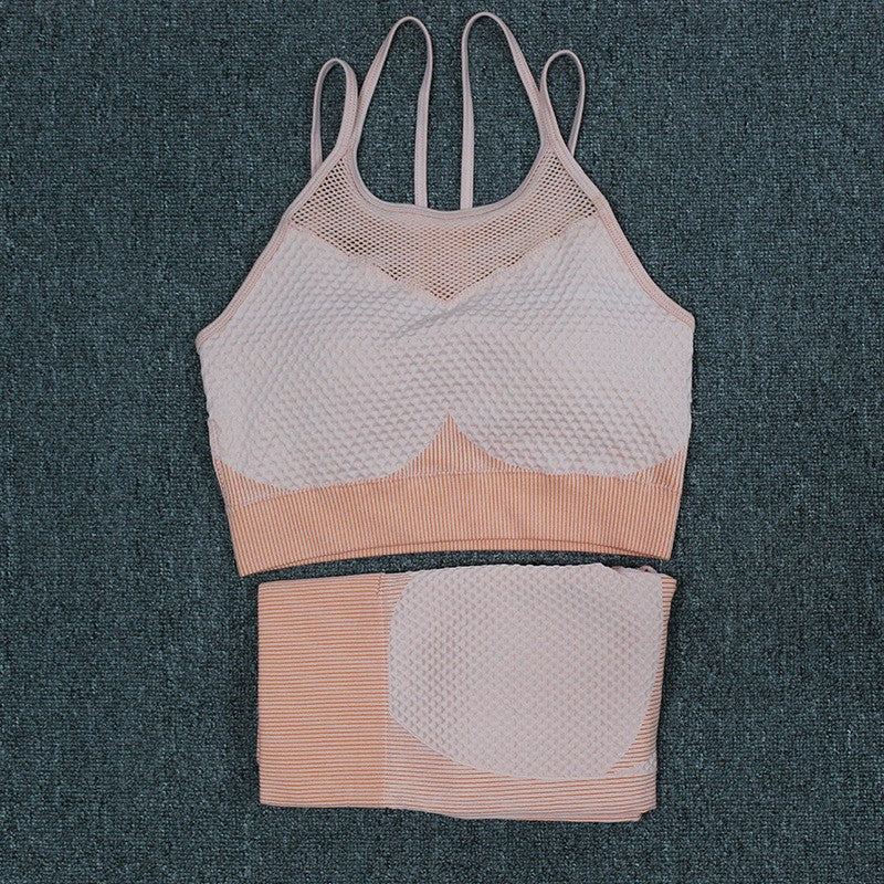 Ensemble de vêtements de Yoga Fitness à séchage rapide, sans couture, ajustés aux hanches et à l'abdomen