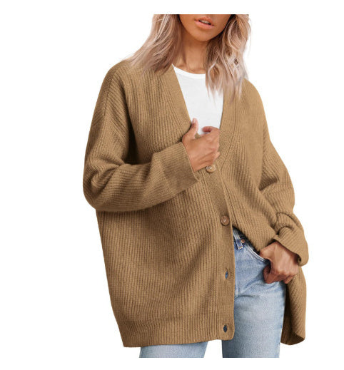 Stylish Solid Color Cardigan Sweater Coat for Women