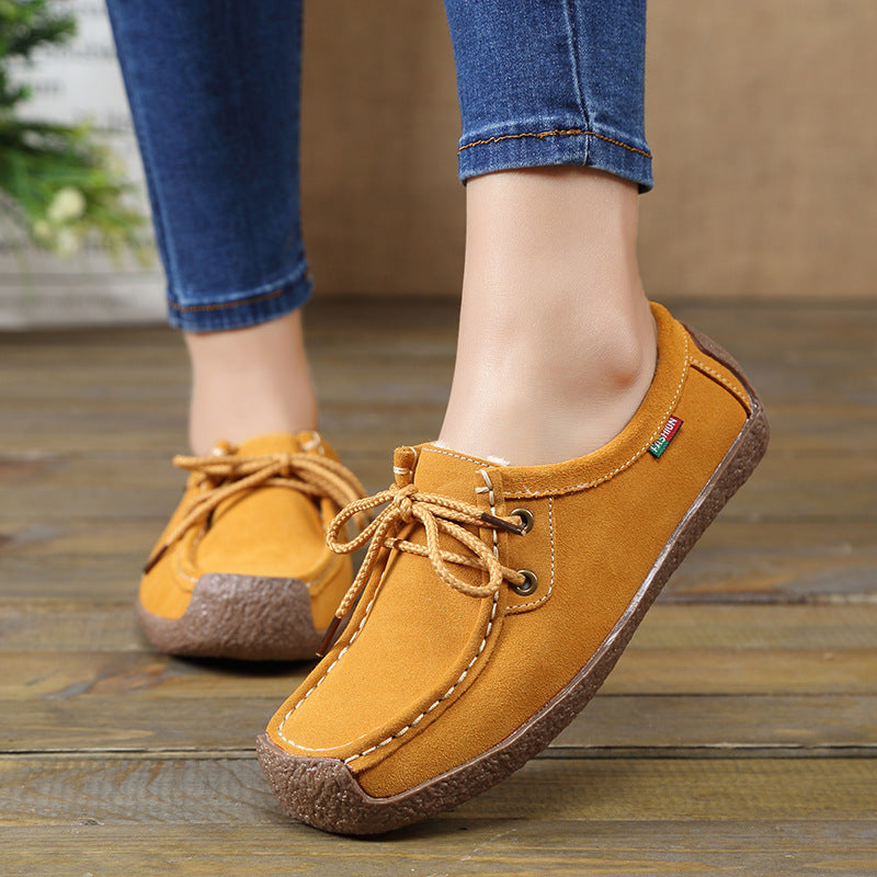 Women's Frosted Lace-Up Flat Sneakers with Plush Lining