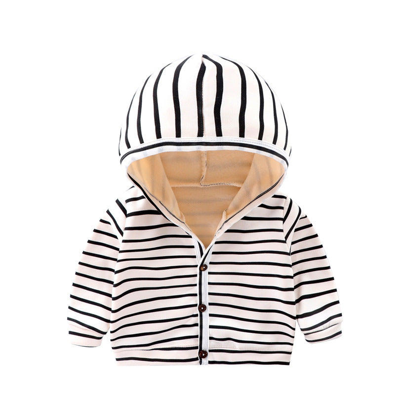 Pull à capuche pour enfants et veste cardigan rembourrée en velours