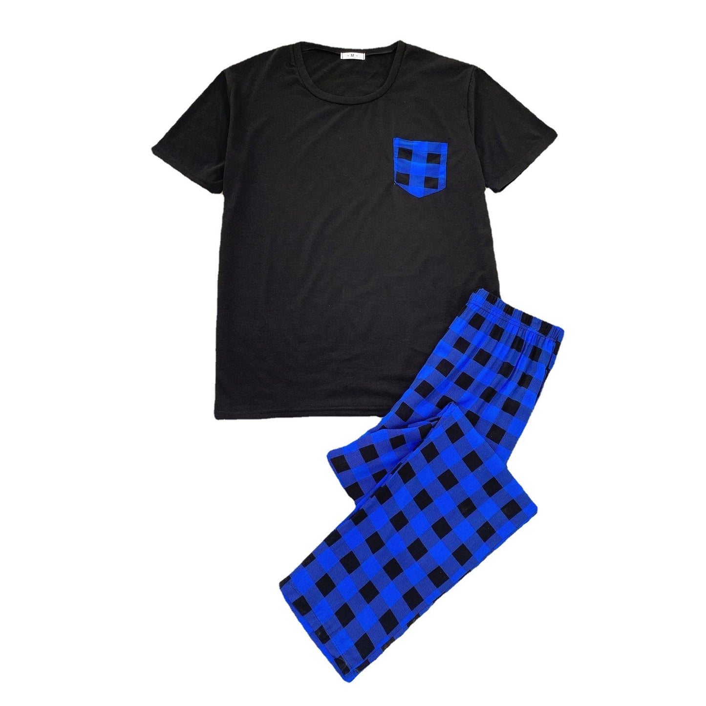Herrpyjamasset med kortärmade långbyxor, hemkläder