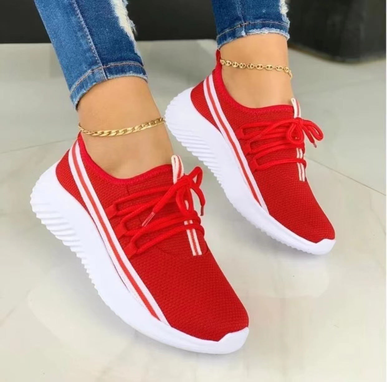 Stripe Sneakers För Dam Sportskor