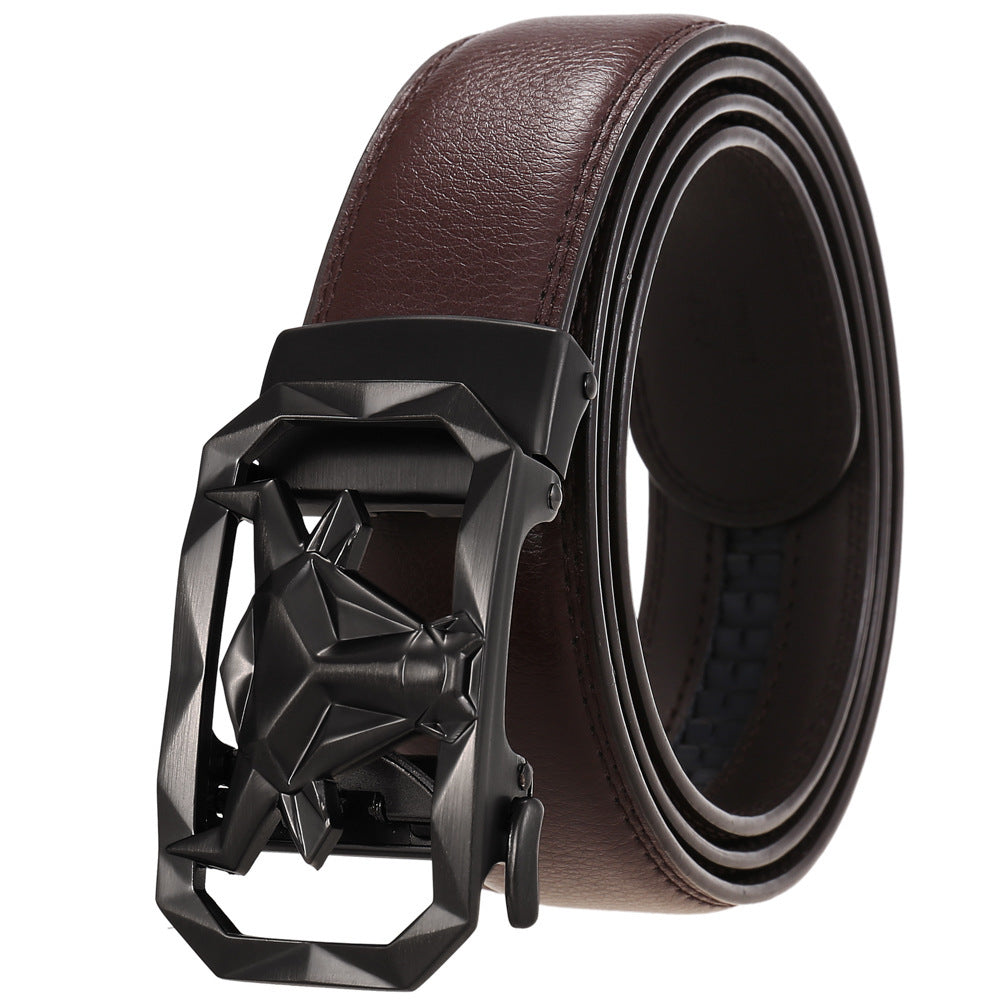 Men's Fashion Leather Belt Alloy Automatic Buckle - Style Versatility