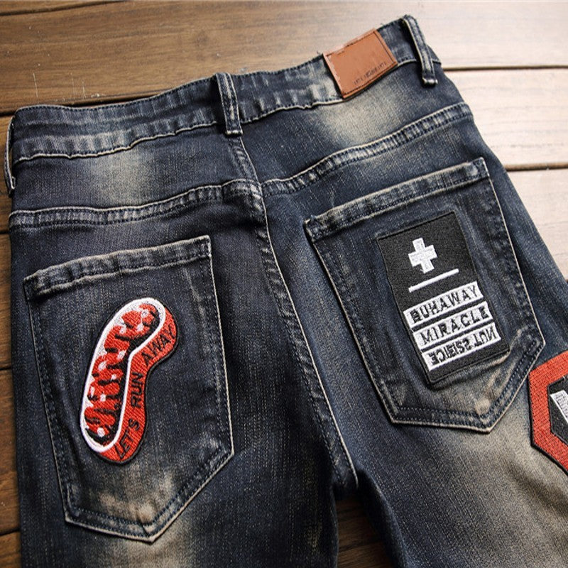 Slitna jeans herrjeans med märkeslapp