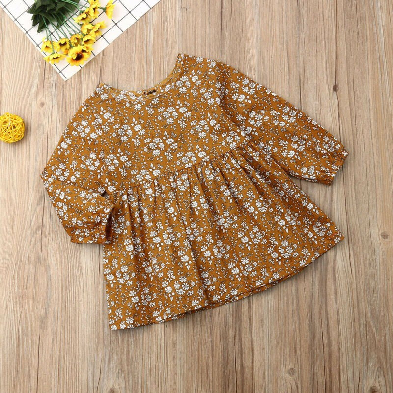 Nouveauté bébé filles robe mignon à fleurs à manches longues