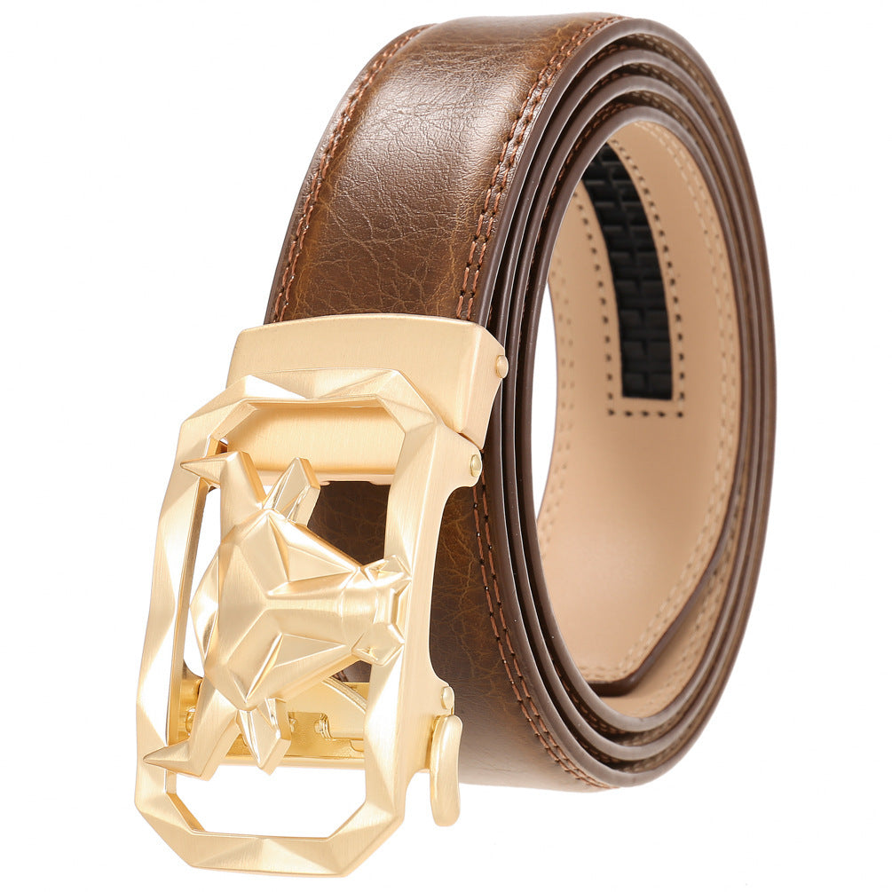 Men's Fashion Leather Belt Alloy Automatic Buckle - Style Versatility