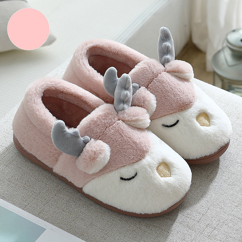 Christmas Elk Plush Slippers - Winter Holiday Shoes - Festive Collection