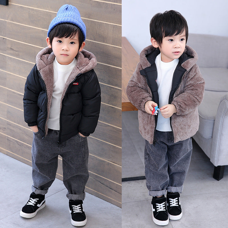 Veste d’hiver rembourrée en coton pour garçon, veste rembourrée en coton pour enfants, vêtements double face