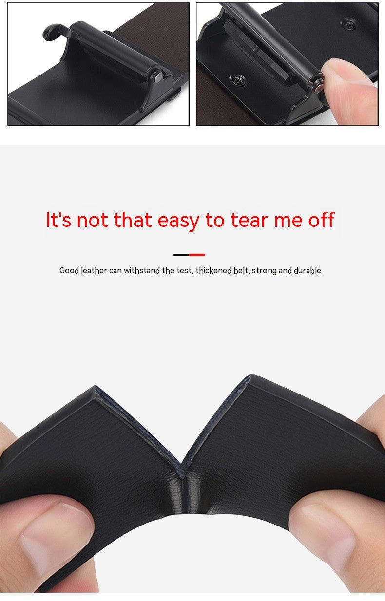 Men's Toothless Automatic Buckle Belt Business Casual Two-Layer Cowhide - Seamless Sophistication