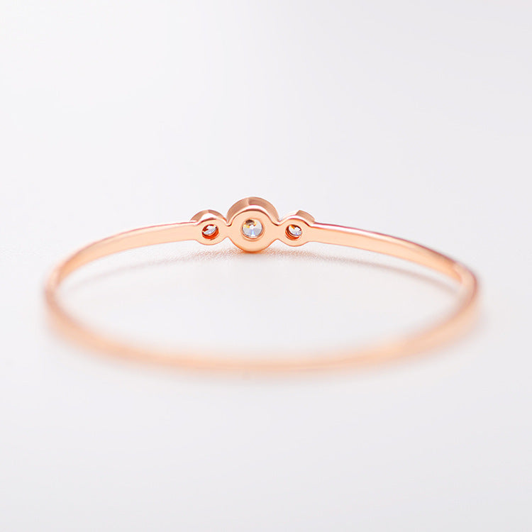 Bagues jointes trois diamants cuivre zircon