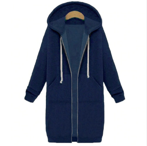 Sweat à capuche long hiver tröja kvinnors jacka et long tjock skjorta