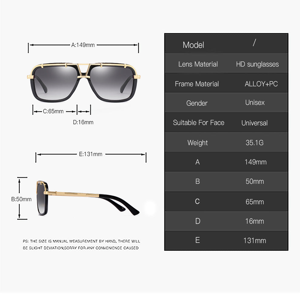 Lunettes de soleil PC pour hommes et femmes, série lunettes de soleil classiques pour femmes, lunettes à grande monture, lunettes de conduite, lunettes de pêche