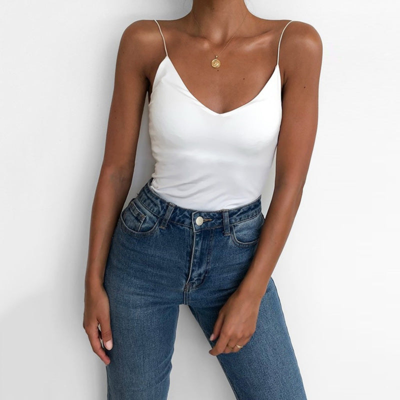 Satin femmes mince sauvage solide Camis gilet femmes débardeurs