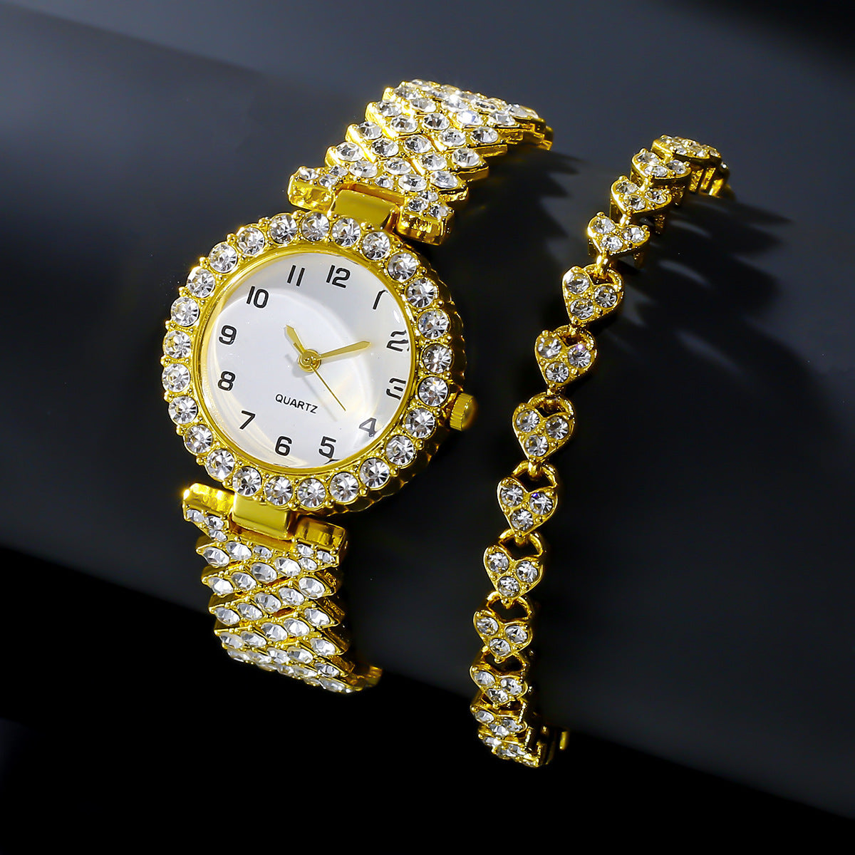 Fashion Jewelry 2pcs Luxury Fashion Women Watch Set Silver Strap Ladies Quartz Wristwatch Alloy Bracelet For Ladies Jewelry Set Clock Gift - Elegant Stylish Modern Statement Must-Have