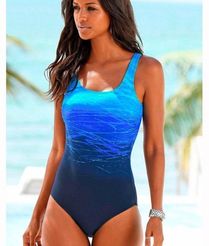 Professional Big Size One-Piece Vintage High Top Swimwear - Bandage Neck Criss Back (S-XXXL, Sunbathing Design)