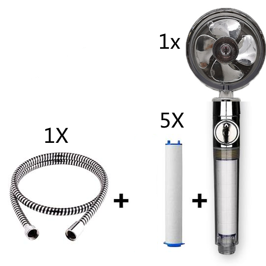 Pommeau de douche à hélice avec bouton d'arrêt et filtre en coton, buse de douche à main haute pression turbocompressée
