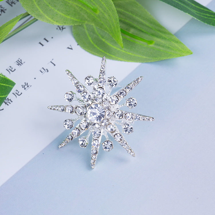 Brosch med diamant och åttauddig stjärnbrosch