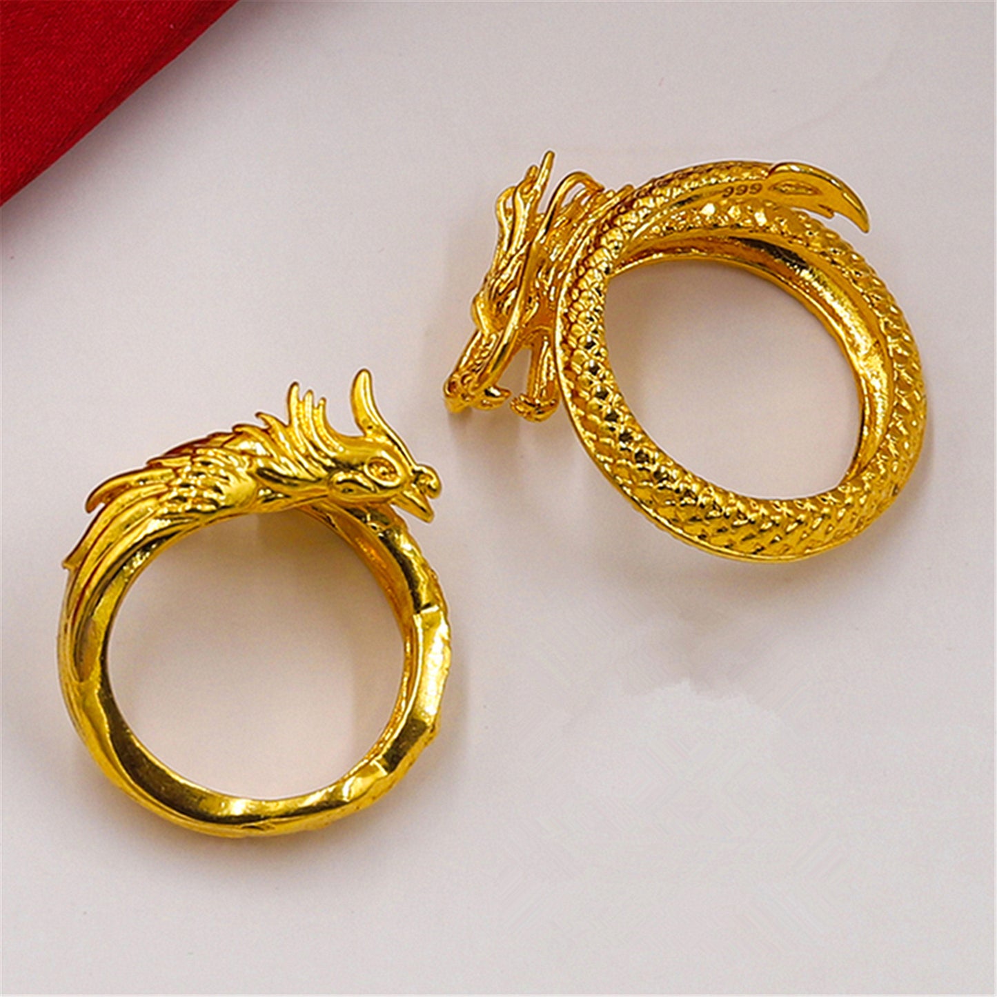 Bague amoureux du dragon et du phénix
