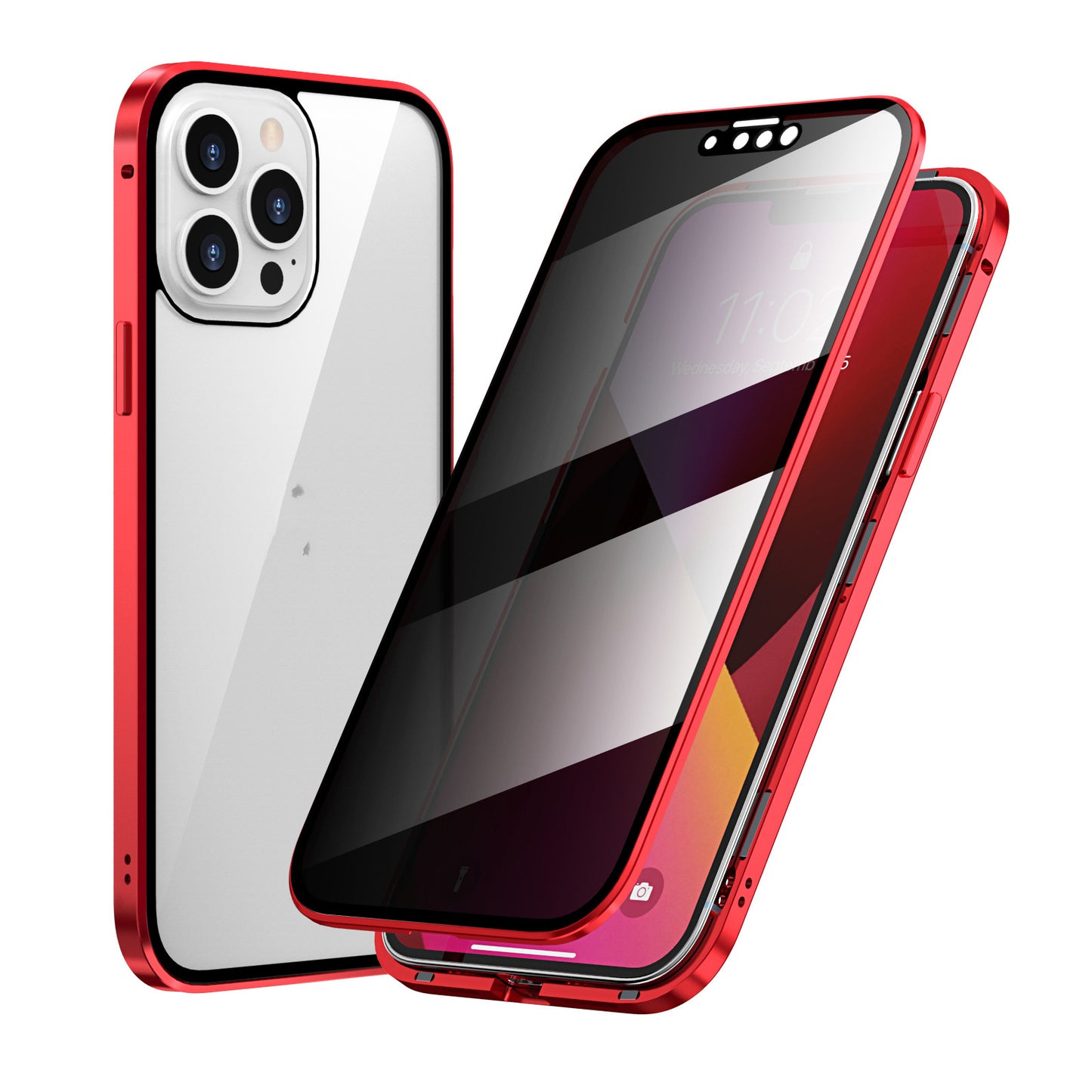 Étui de téléphone Magneto résistant à la confidentialité, cadre en métal double face