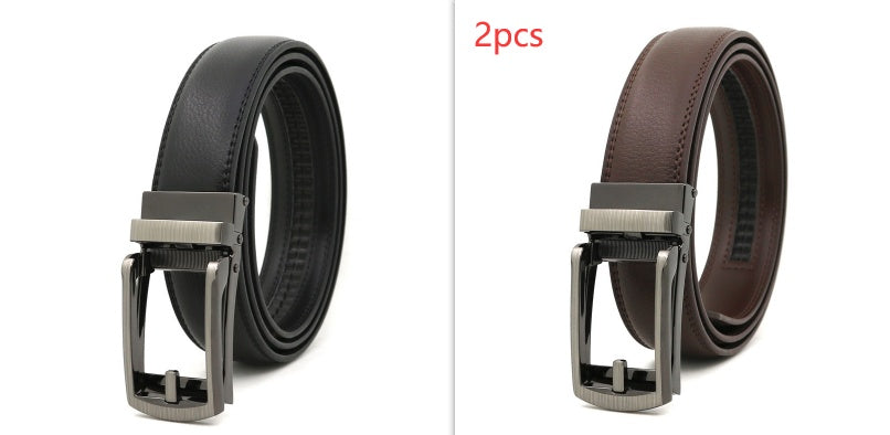 Men's Fake Needle Automatic Buckle Cowhide Belt - Detailed Sophistication