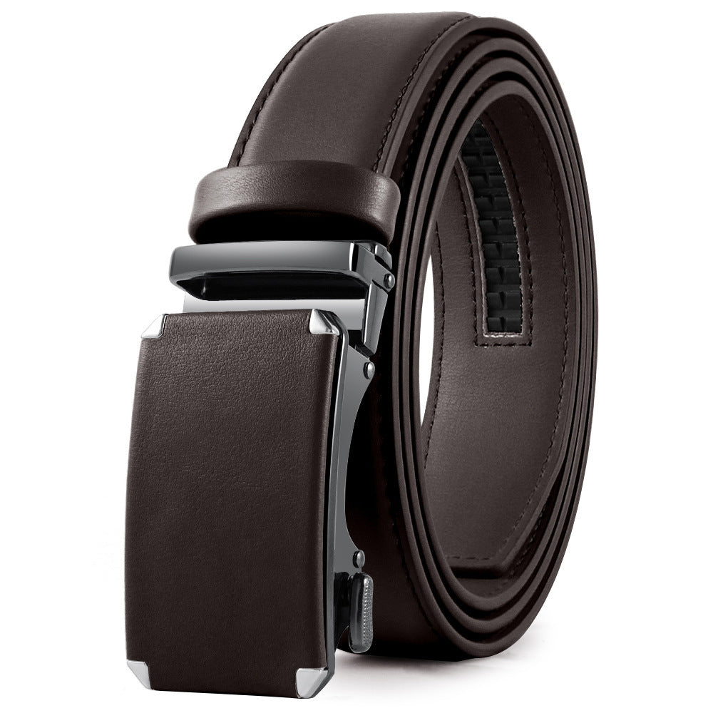 Men's Fashion Veneer Automatic Alloy Buckle Cowhide Belt - Sophisticated Elegance
