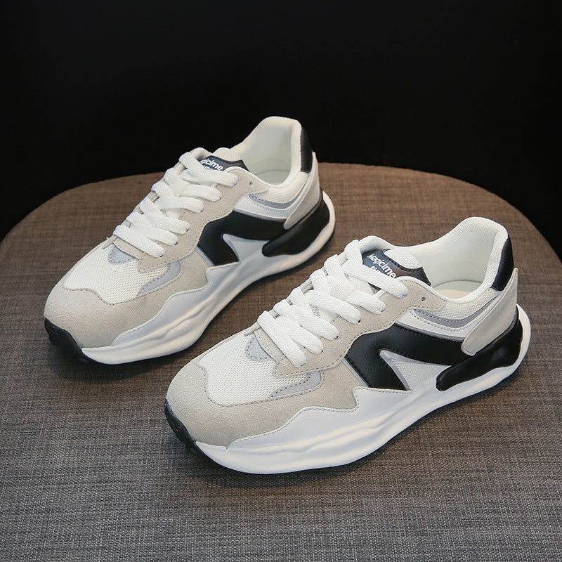 Women's Korean Style Breathable White Platform Sneakers - Autumn