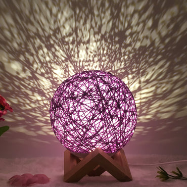 Amazon Hot Selling Creative Rattan Table Lamp Novel and Unique LED Intelligent USB 7 Color RGB 16 Color Remote Control Rattan Ball Lamp