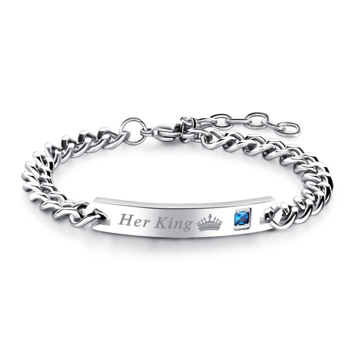 Hans drottning hennes kung svart roséguldfärgad damkedja kristallpararmband