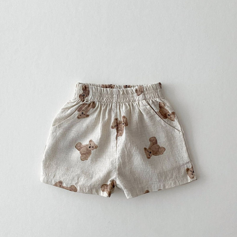 Ins Baby Lösa Tunna Bomulls- Och Linneshorts Barnslig Stil