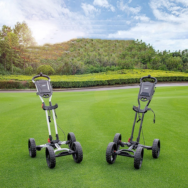 Golfbana vagn Fyrhjulig aluminiumlegering hopfällbar med paraplyställ