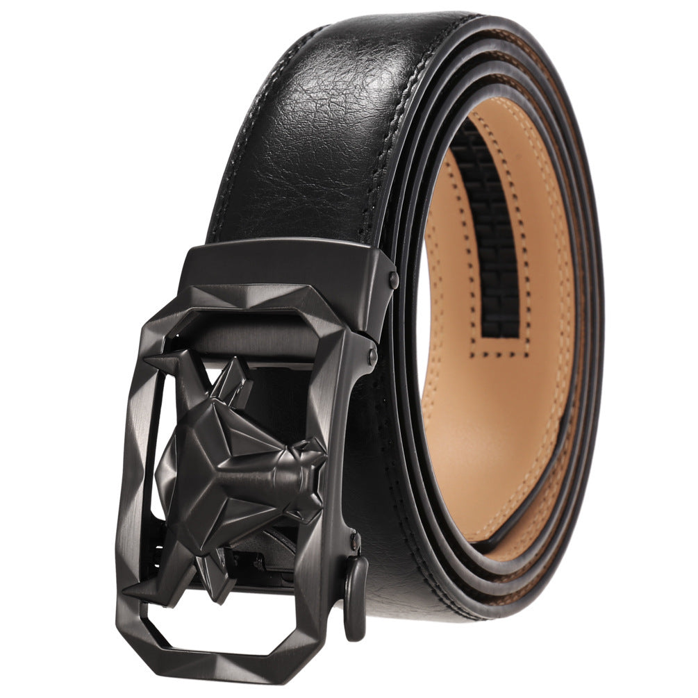 Men's Fashion Leather Belt Alloy Automatic Buckle - Style Versatility