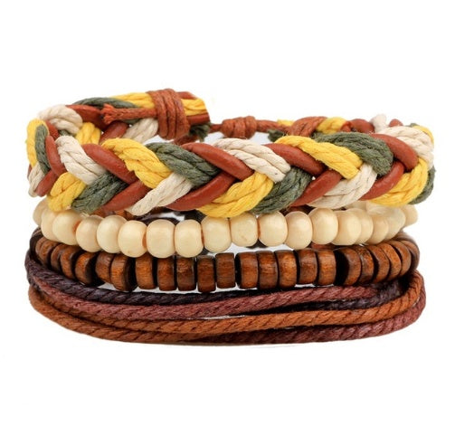 Läderarmband män Flerlagers pärlorarmband Punk wrap armband för kvinnor Vintage punk män smycken