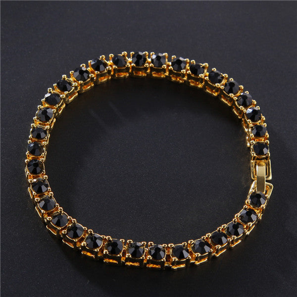 Hiphop-armband Iced Out Single Row Strass Chain Bling Tennis Charm Armband Zirkoniumarmband Länkkedja Smycken